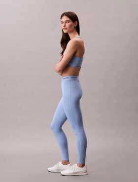 Leggings desportivas modernas de cintura alta com logótipo e comprimento 7/8