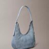 Mala a tiracolo em Denim com logótipo em forma de meia-lua Mala a tiracolo em Denim com logótipo em forma de meia-lua