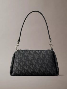 Mala de ombro com logótipo Monogram plissado