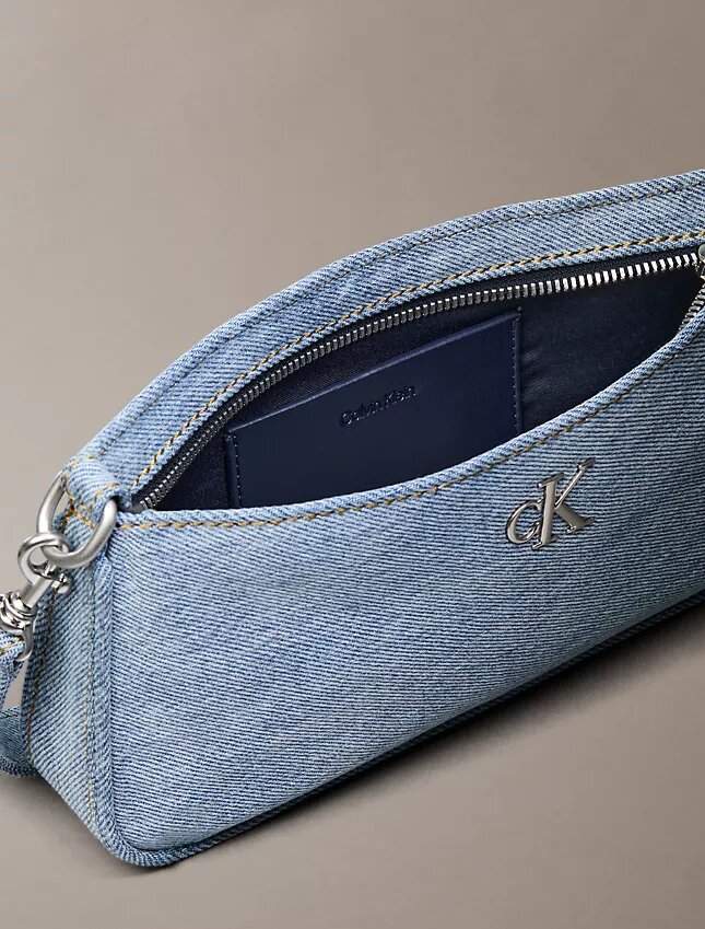 Mala de ombro conversível em Denim com logótipo Mala de ombro conversível em Denim com logótipo