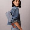 Mala de ombro conversível em Denim com logótipo Mala de ombro conversível em Denim com logótipo