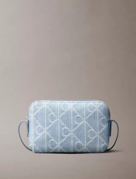 Mala para Câmara em Denim com Logótipo Emblemático em Toda a Superfície