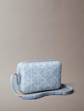 Mala para Câmara em Denim com Logótipo Emblemático em Toda a Superfície