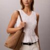 Mala tipo balde em jacquard com logótipo em todo o tecido e bolsa interior Mala tipo balde em jacquard com logótipo em todo o tecido e bolsa interior