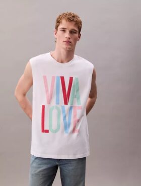 Marc Hundley Pride Viva Love Camisola sem mangas de corte descontraído