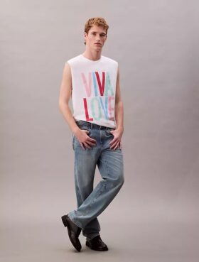 Marc Hundley Pride Viva Love Camisola sem mangas de corte descontraído