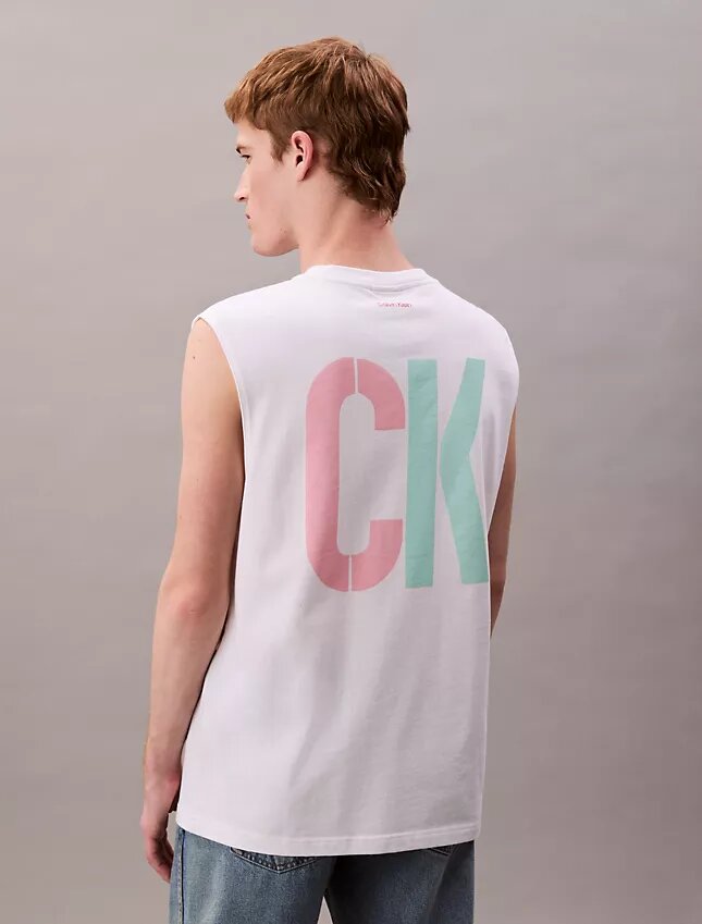 Marc Hundley Pride Viva Love Camisola sem mangas de corte descontraído Marc Hundley Pride Viva Love Camisola sem mangas de corte descontraído