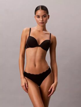 Microfiber Thong com renda, embalagem de 3 unidades