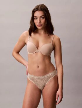 Microfiber Thong com renda, embalagem de 3 unidades