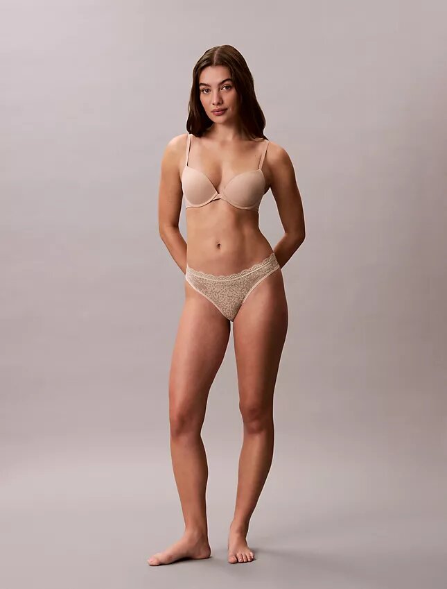 Microfiber Thong com renda, embalagem de 3 unidades Microfiber Thong com renda, embalagem de 3 unidades