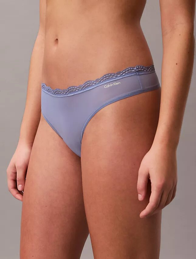 Microfiber Thong com renda, embalagem de 3 unidades Microfiber Thong com renda, embalagem de 3 unidades