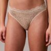 Microfiber Thong com renda, embalagem de 3 unidades Microfiber Thong com renda, embalagem de 3 unidades
