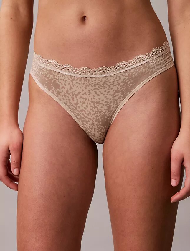 Microfiber Thong com renda, embalagem de 3 unidades Microfiber Thong com renda, embalagem de 3 unidades