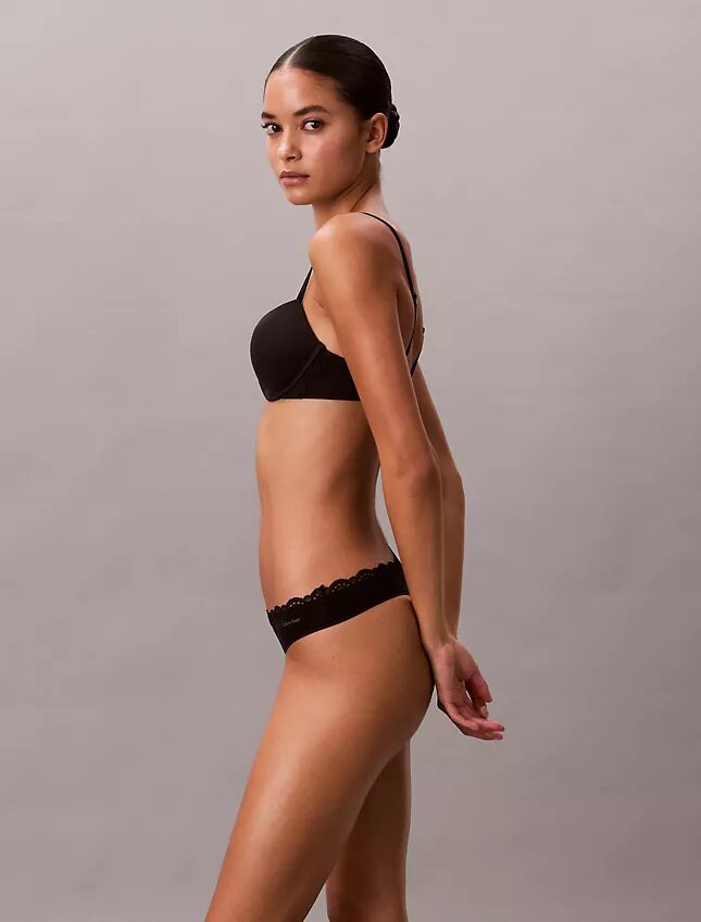 Microfiber Thong com renda, embalagem de 3 unidades Microfiber Thong com renda, embalagem de 3 unidades