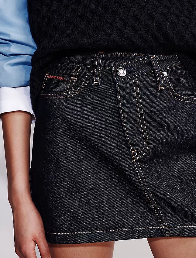 Mini-saia de Denim com cintura assimétrica Mini-saia de Denim com cintura assimétrica