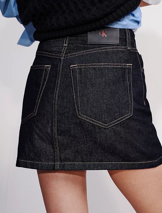 Mini-saia de Denim com cintura assimétrica Mini-saia de Denim com cintura assimétrica