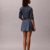 Mini-saia de Denim plissada