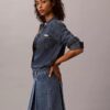 Mini-saia de Denim plissada