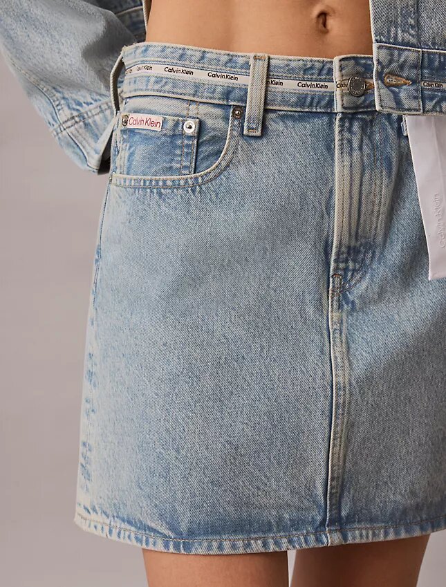 Mini-saia Denim com logótipo em Denim Mini-saia Denim com logótipo em Denim