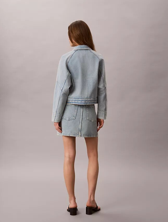 Mini-saia Denim com logótipo em Denim Mini-saia Denim com logótipo em Denim