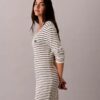 Mini-vestido com canelado às riscas Mini-vestido com canelado às riscas