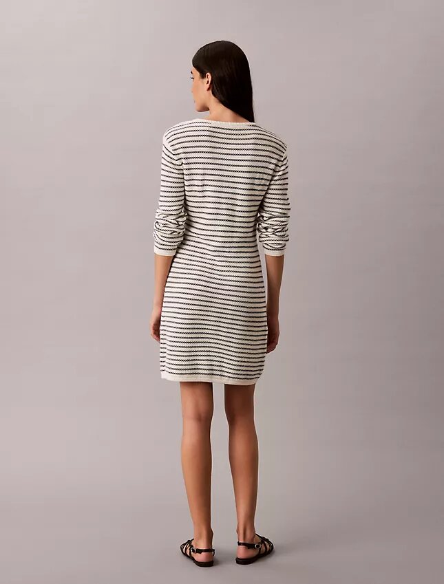 Mini-vestido com canelado às riscas Mini-vestido com canelado às riscas