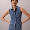 Mini-vestido com costuras em Denim Mini-vestido com costuras em Denim