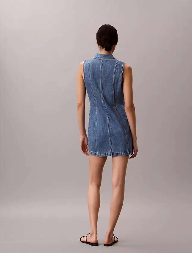 Mini-vestido com costuras em Denim Mini-vestido com costuras em Denim