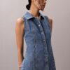 Mini-vestido com costuras em Denim Mini-vestido com costuras em Denim