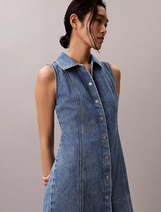 Mini-vestido com costuras em Denim Mini-vestido com costuras em Denim