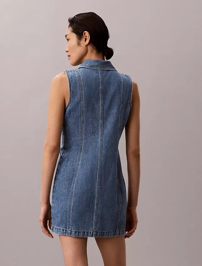 Mini-vestido com costuras em Denim Mini-vestido com costuras em Denim
