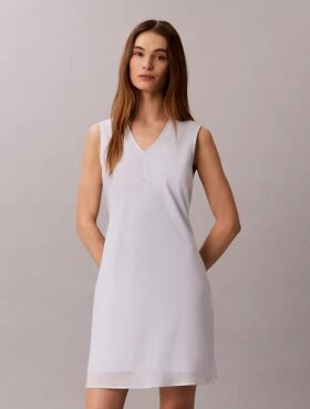 Mini-vestido com decote em V em mistura de algodão