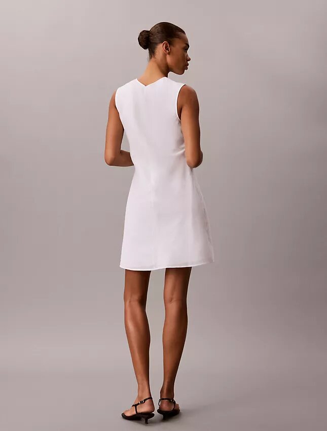 Mini-vestido com decote em V em mistura de algodão Mini-vestido com decote em V em mistura de algodão