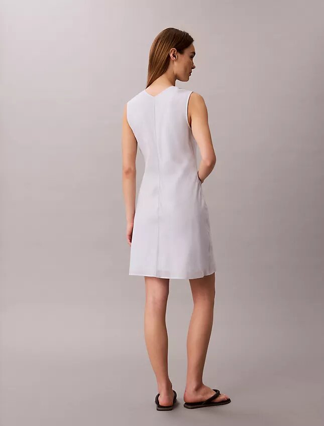 Mini-vestido com decote em V em mistura de algodão Mini-vestido com decote em V em mistura de algodão