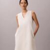 Mini-vestido com decote em V em tecido interlock