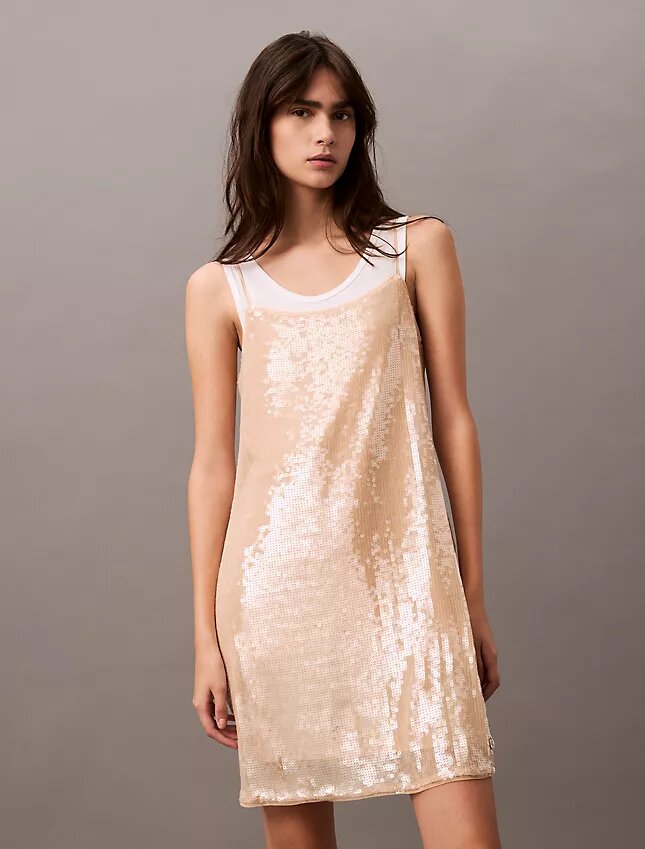 Mini-vestido com lantejoulas Mini-vestido com lantejoulas