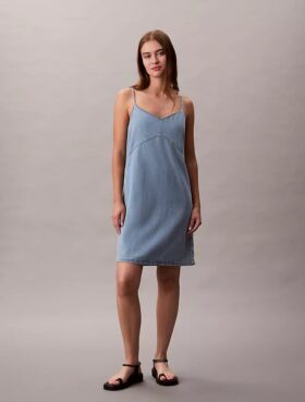 Mini-vestido de Denim com alças