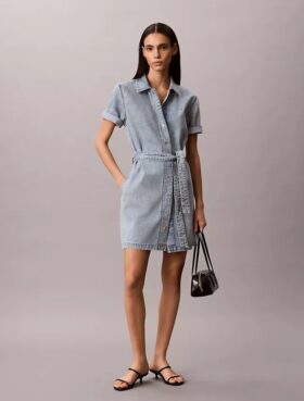 Mini-vestido de Denim com cinto