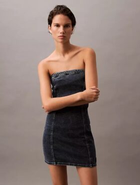 Mini-vestido de Denim sem alças
