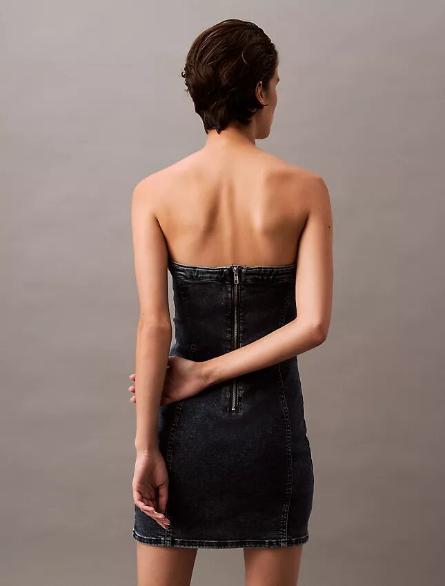 Mini-vestido de Denim sem alças Mini-vestido de Denim sem alças