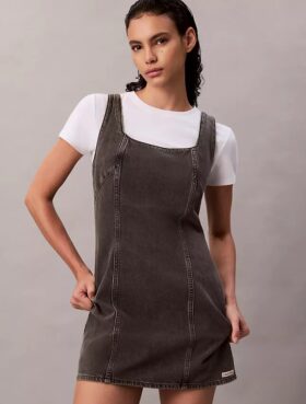 Mini-vestido em Denim