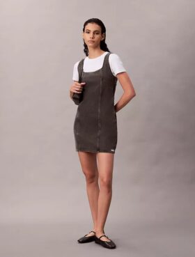 Mini-vestido em Denim