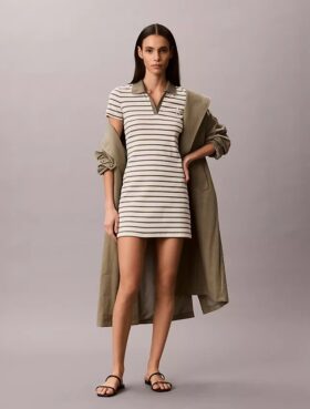 Mini-vestido Monologo com riscas caneladas