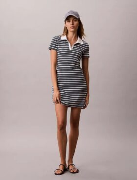 Mini-vestido Monologo com riscas caneladas