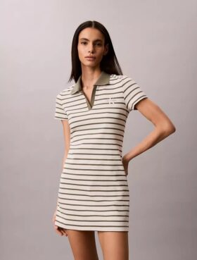 Mini-vestido Monologo com riscas caneladas