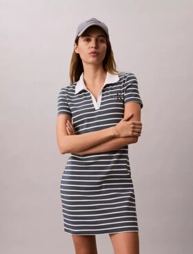Mini-vestido Monologo com riscas caneladas