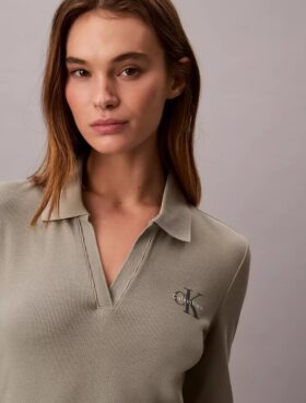 Mini-vestido polo com canelado Monologo