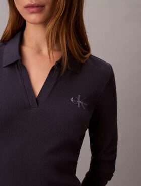 Mini-vestido polo com canelado Monologo