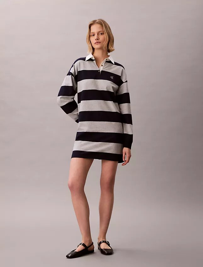 Mini-vestido polo com riscas universitárias Mini-vestido polo com riscas universitárias