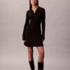 Mini-vestido polo de malha de algodão com decote em V